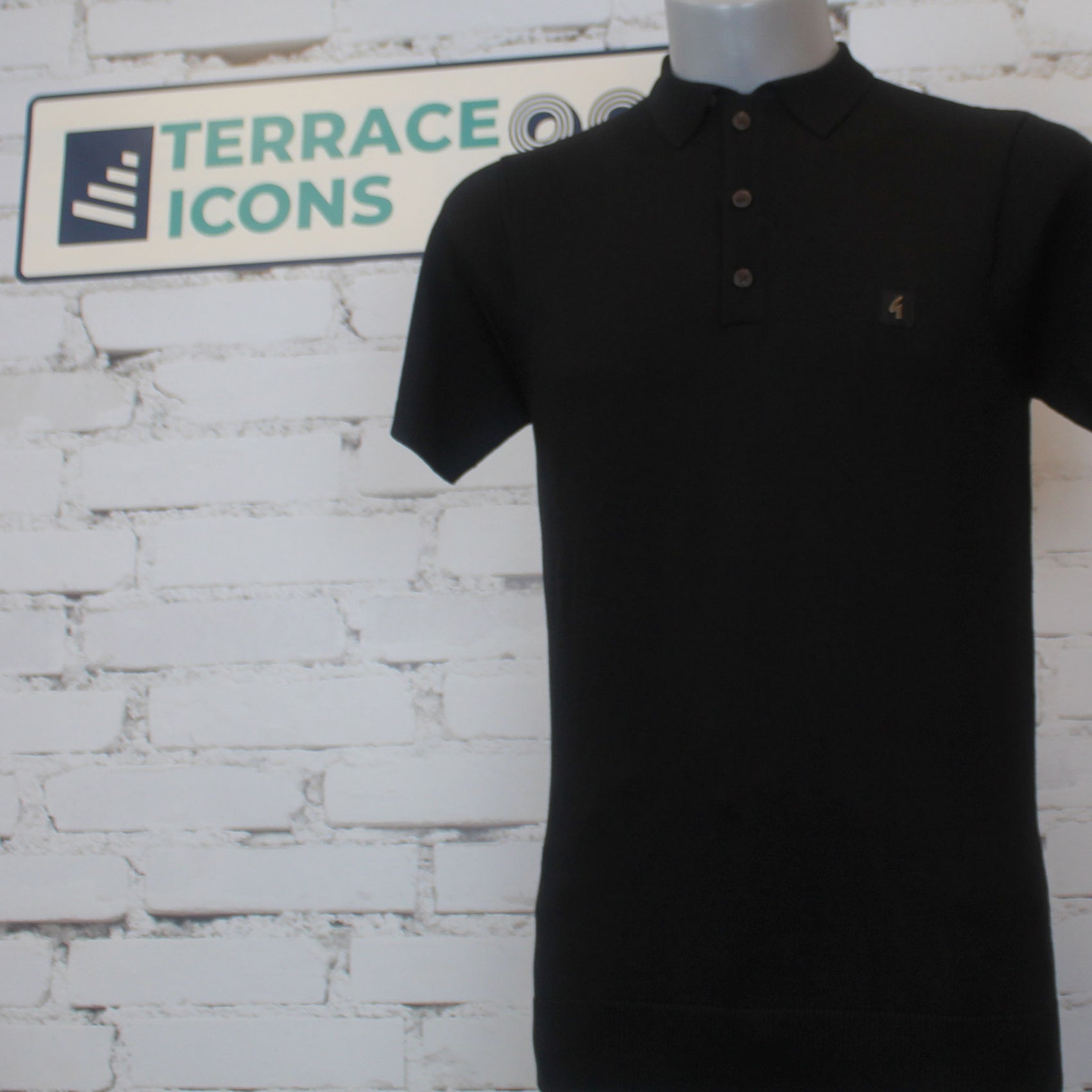 Gabicci Vintage Jackson Short Sleeve Plain Knit Polo - Black