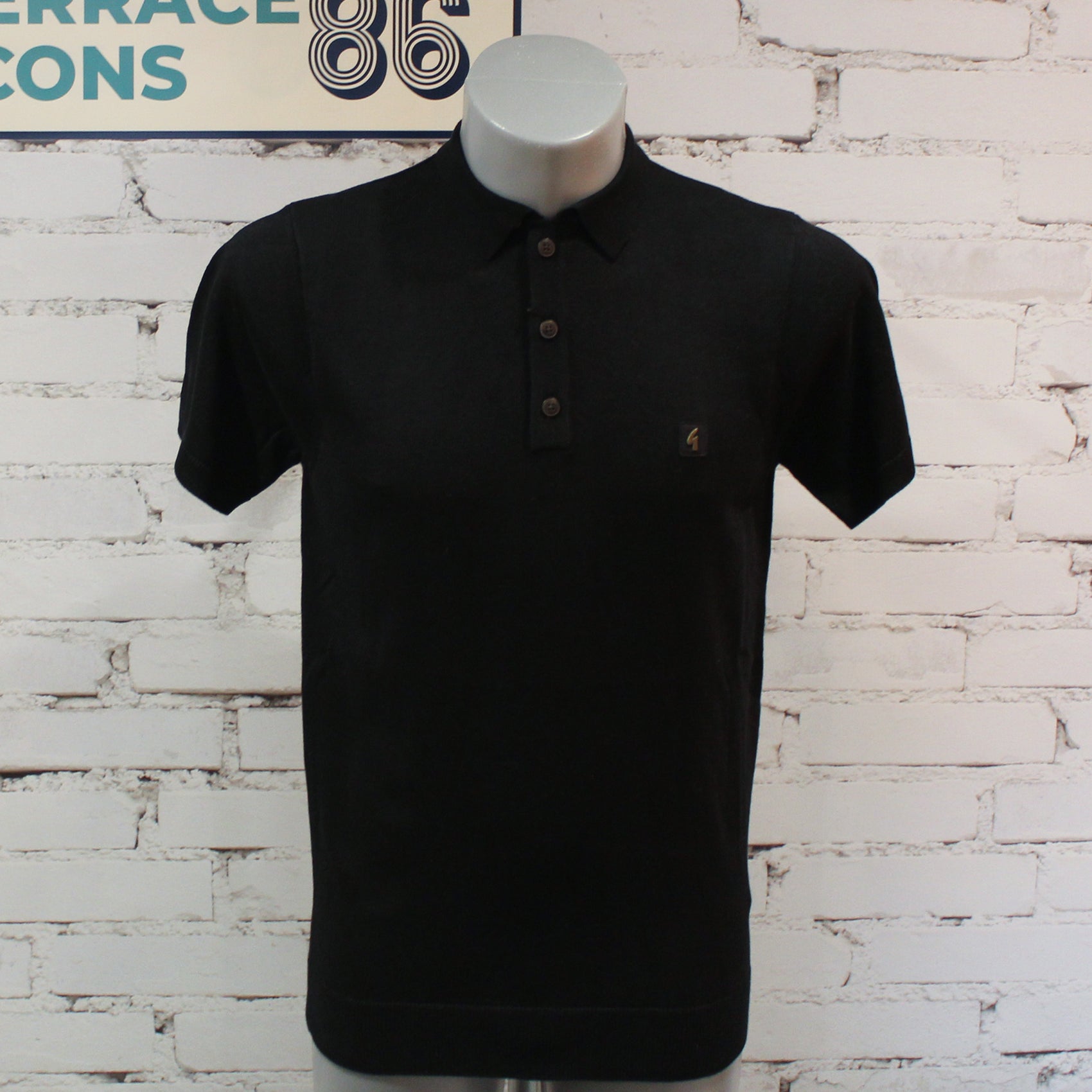 Gabicci Vintage Jackson Short Sleeve Plain Knit Polo - Black