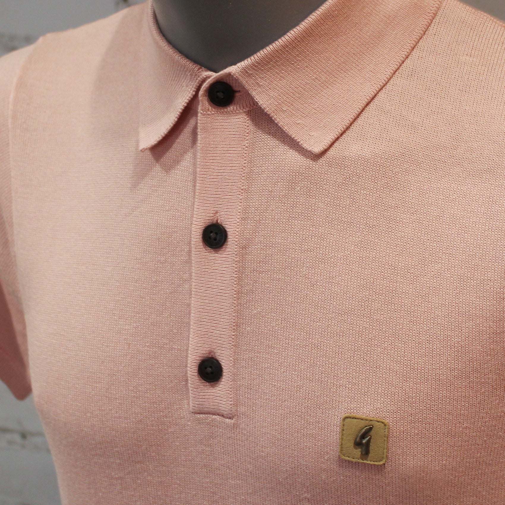 Gabicci Vintage Jackson Short Sleeve Plain Knit Polo - Candy