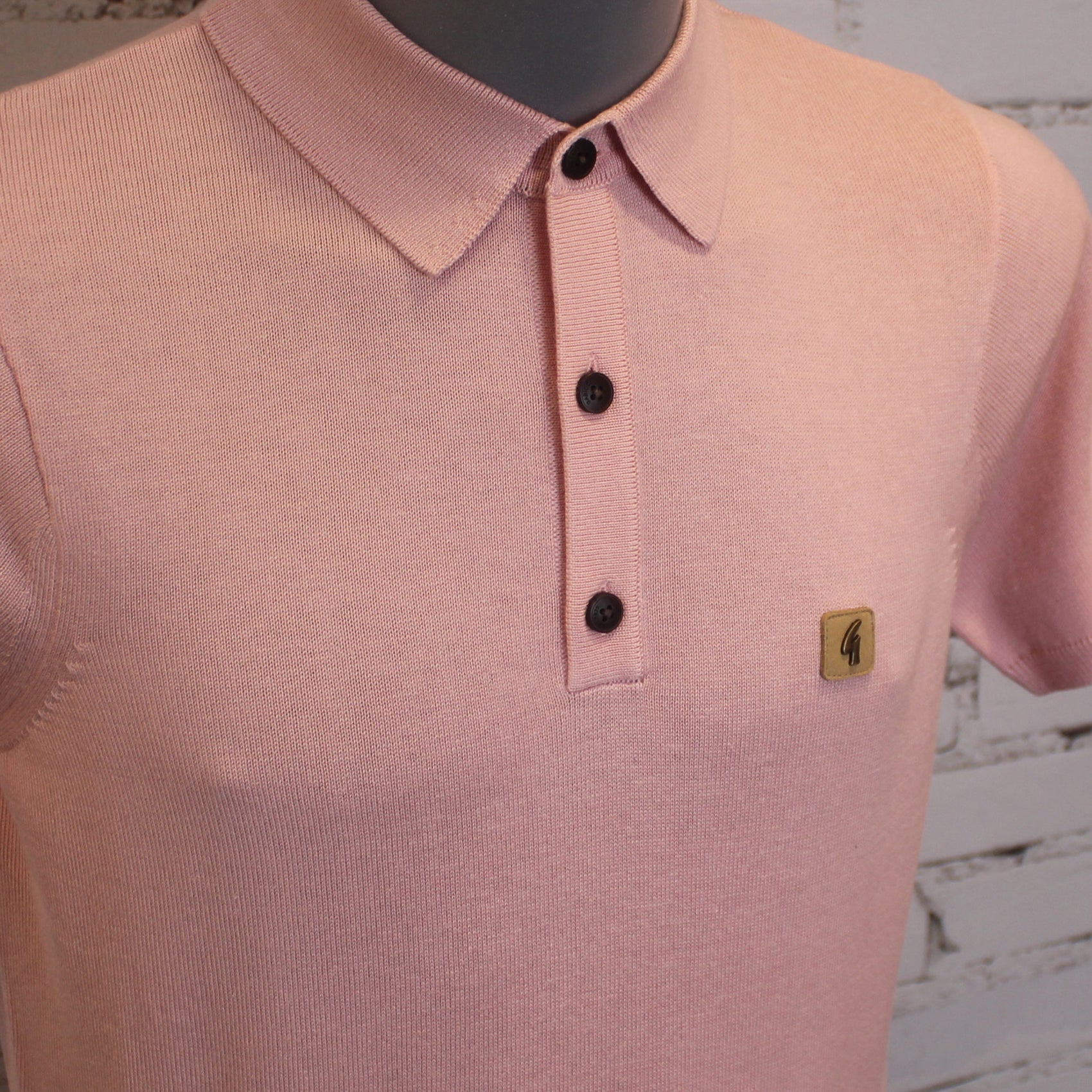 Gabicci Vintage Jackson Short Sleeve Plain Knit Polo - Candy