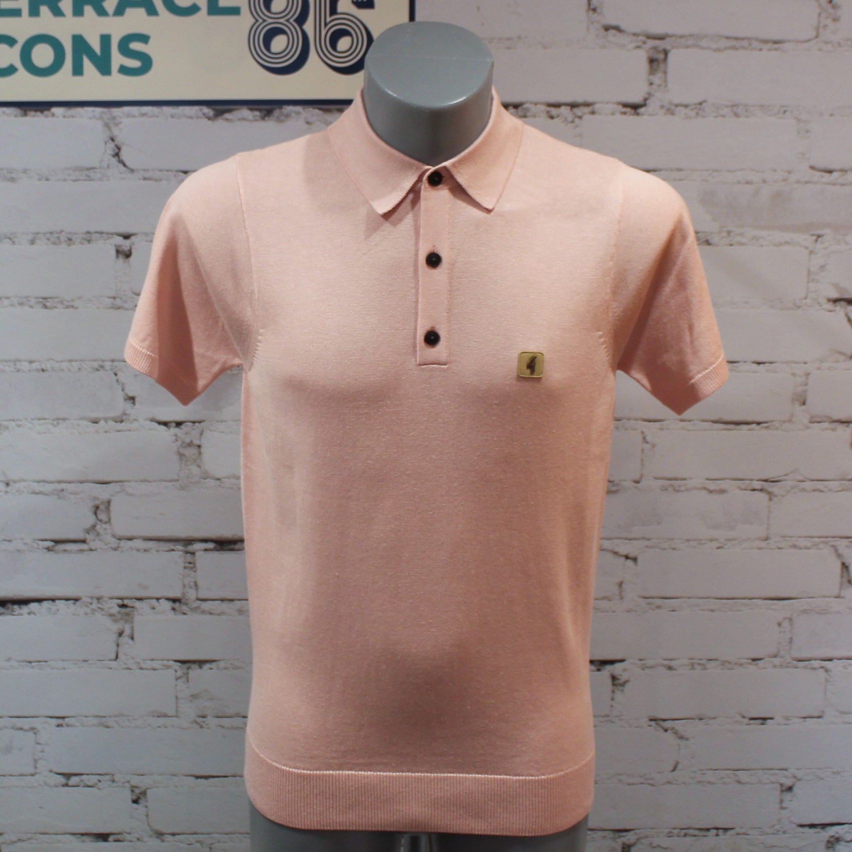 Gabicci Vintage Jackson Short Sleeve Plain Knit Polo - Candy