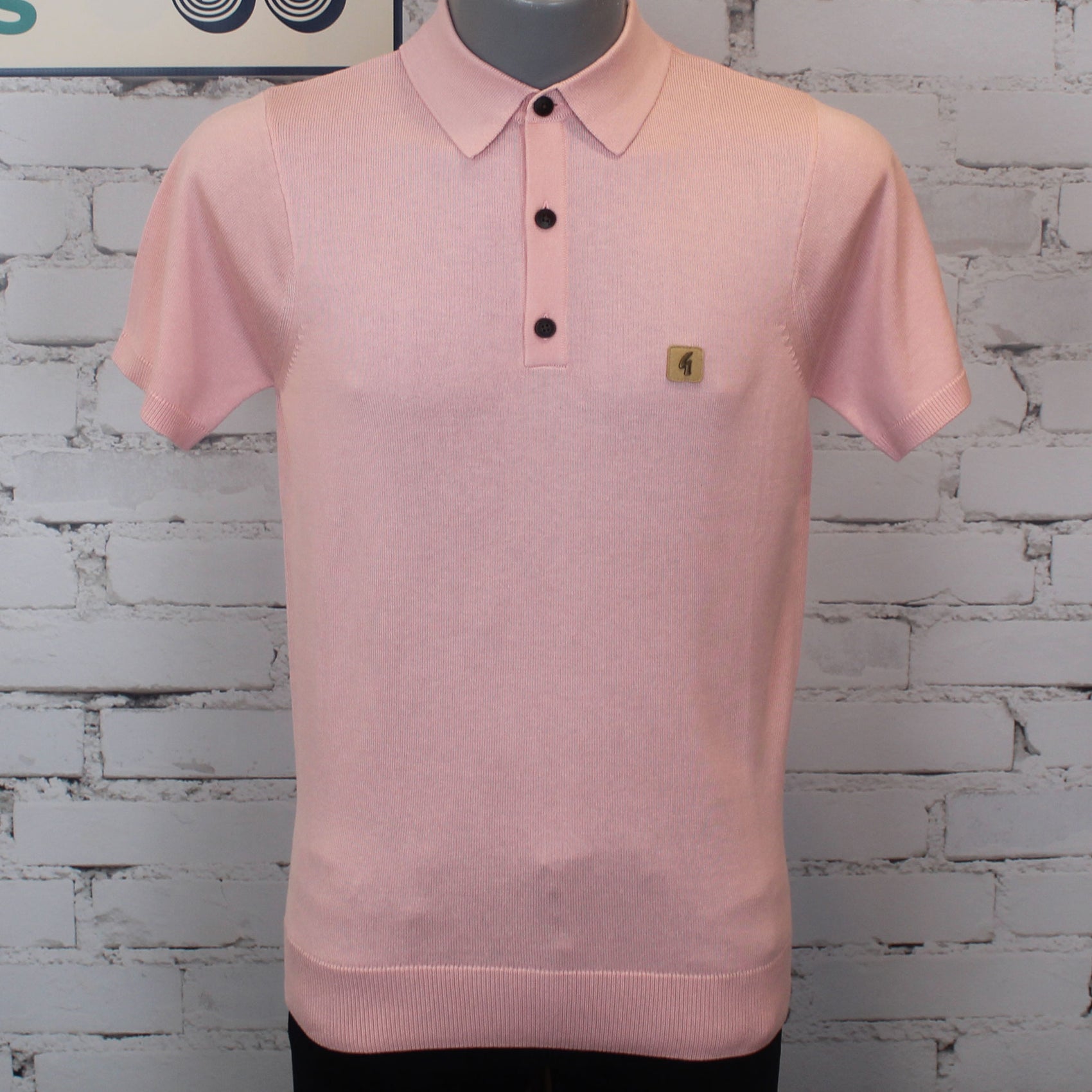 Gabicci Vintage Jackson Short Sleeve Plain Knit Polo - Candy
