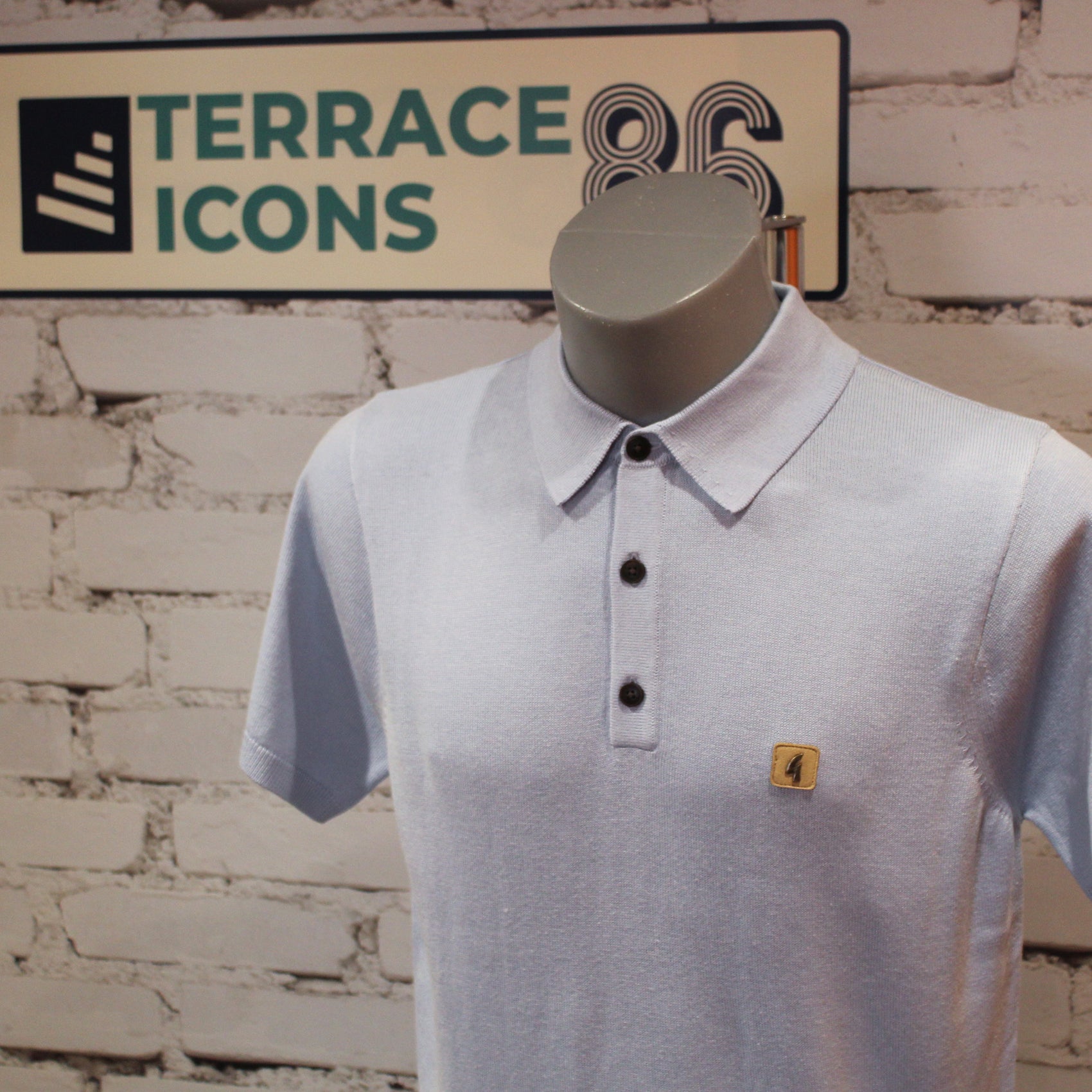 Gabicci Vintage Jackson Short Sleeve Plain Knit Polo - Surf