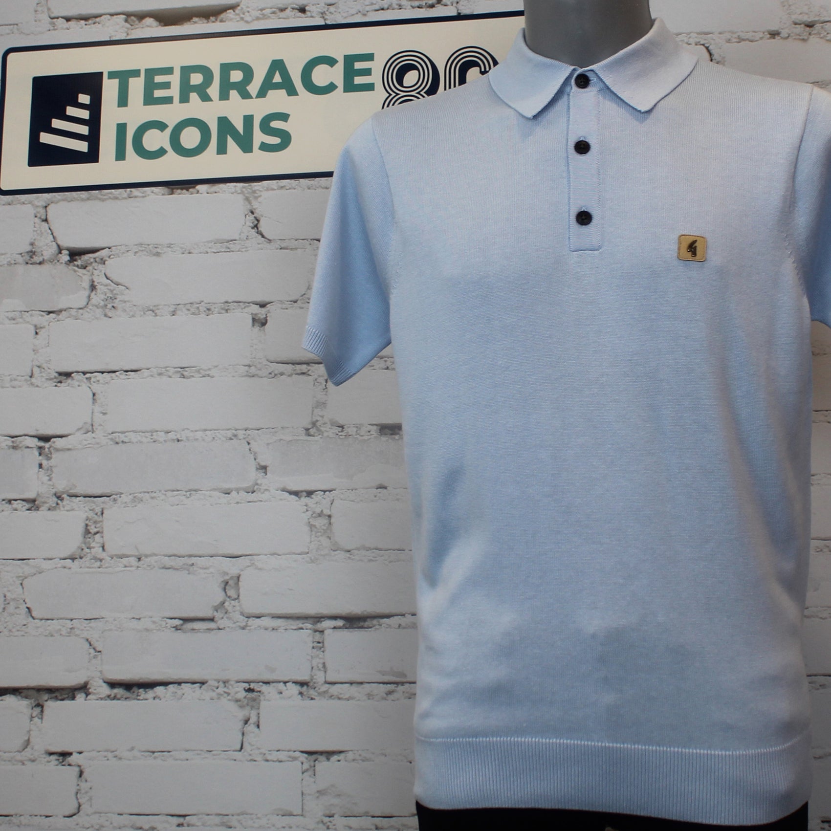 Gabicci Vintage Jackson Short Sleeve Plain Knit Polo - Surf