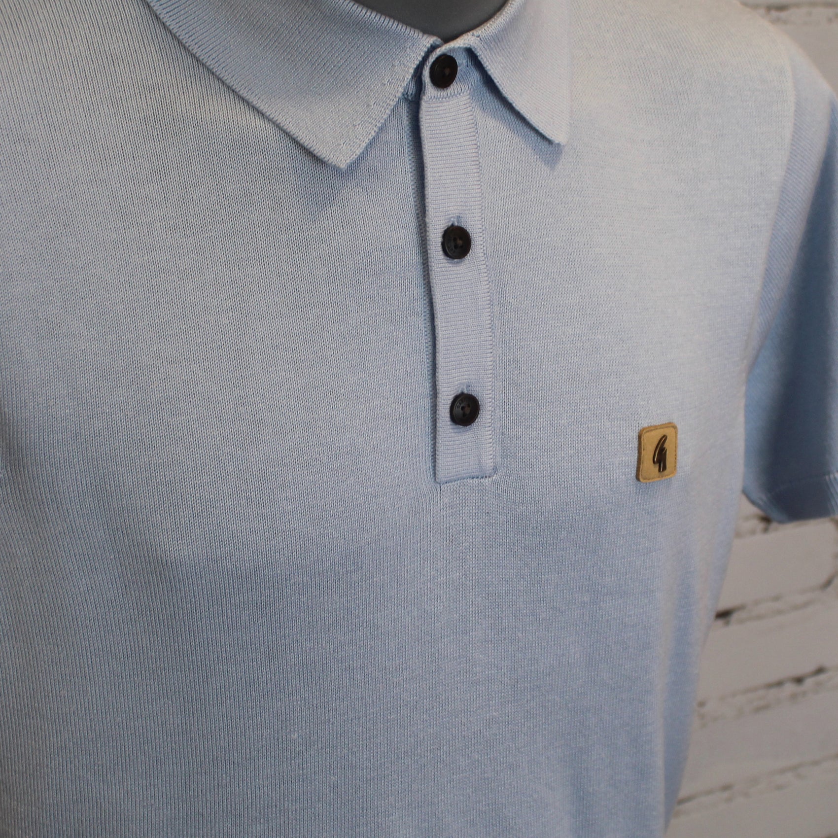 Gabicci Vintage Jackson Short Sleeve Plain Knit Polo - Surf