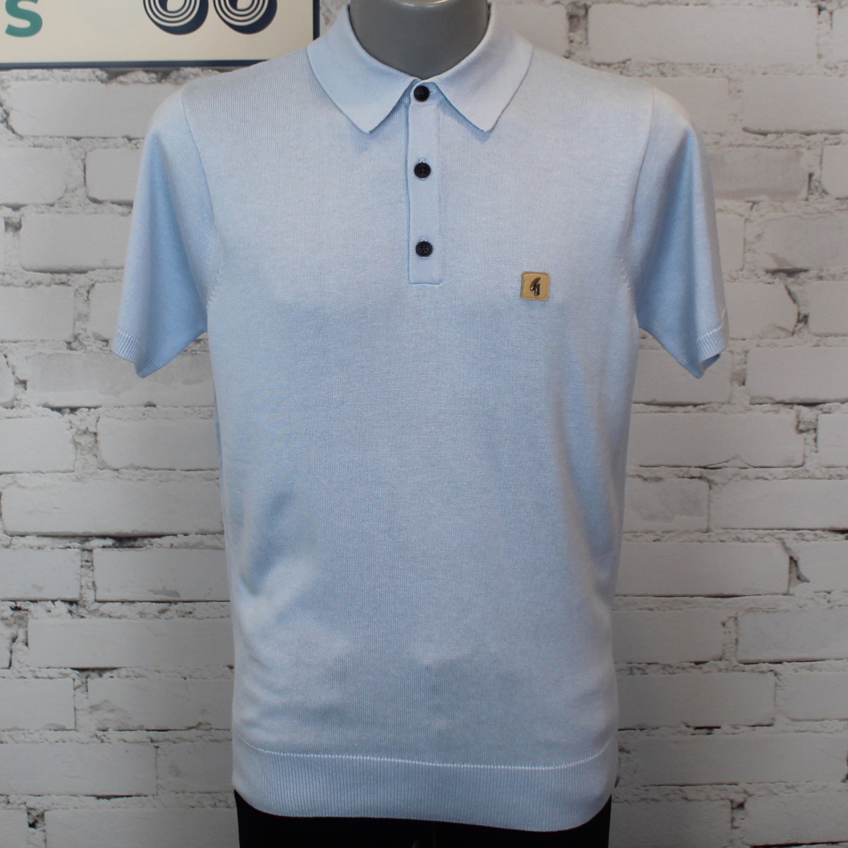 Gabicci Vintage Jackson Short Sleeve Plain Knit Polo - Surf