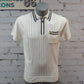 Gabicci Vintage Johnson Short Sleeve Zip Neck Knit Polo - White