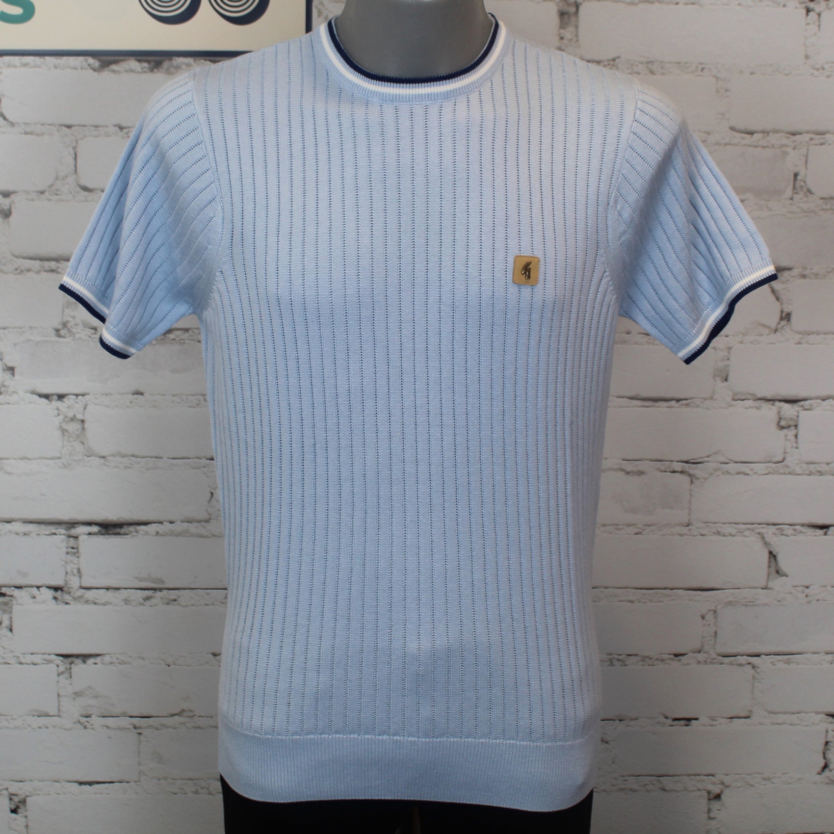 Gabicci Vintage Santino Short Sleeve Knit Crew Neck - Surf