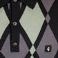 Gabicci Vintage Bond Long Sleeve Argyle Knit Polo - Black
