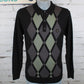 Gabicci Vintage Bond Long Sleeve Argyle Knit Polo - Black