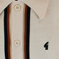 Gabicci Vintage Archive Bromley Long Sleeve Full Button Knit Polo - Cream