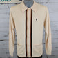 Gabicci Vintage Archive Bromley Long Sleeve Full Button Knit Polo - Cream