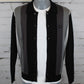 Gabicci Vintage Pedro Long Sleeve Full Button Striped Knit Polo - Black