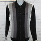 Gabicci Vintage Pedro Long Sleeve Full Button Striped Knit Polo - Black