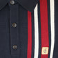 Gabicci Vintage Soda Long Sleeve Striped Knit Polo - Navy