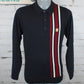 Gabicci Vintage Soda Long Sleeve Striped Knit Polo - Navy
