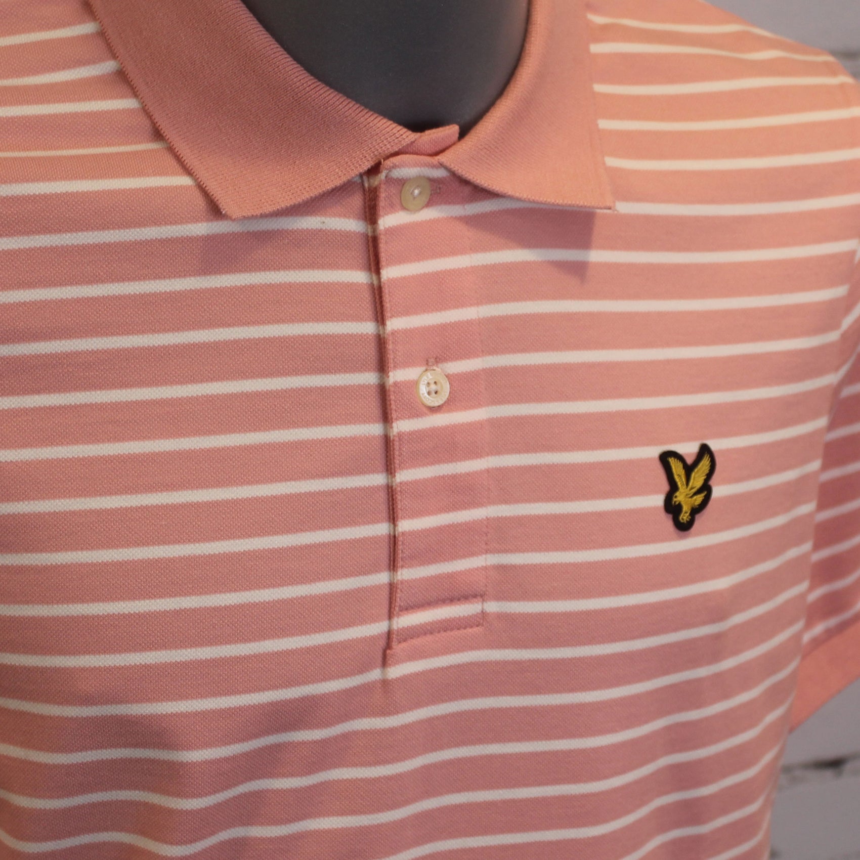 Lyle & Scott Pique Breton Polo Shirt - Pink Grapefruit/ White