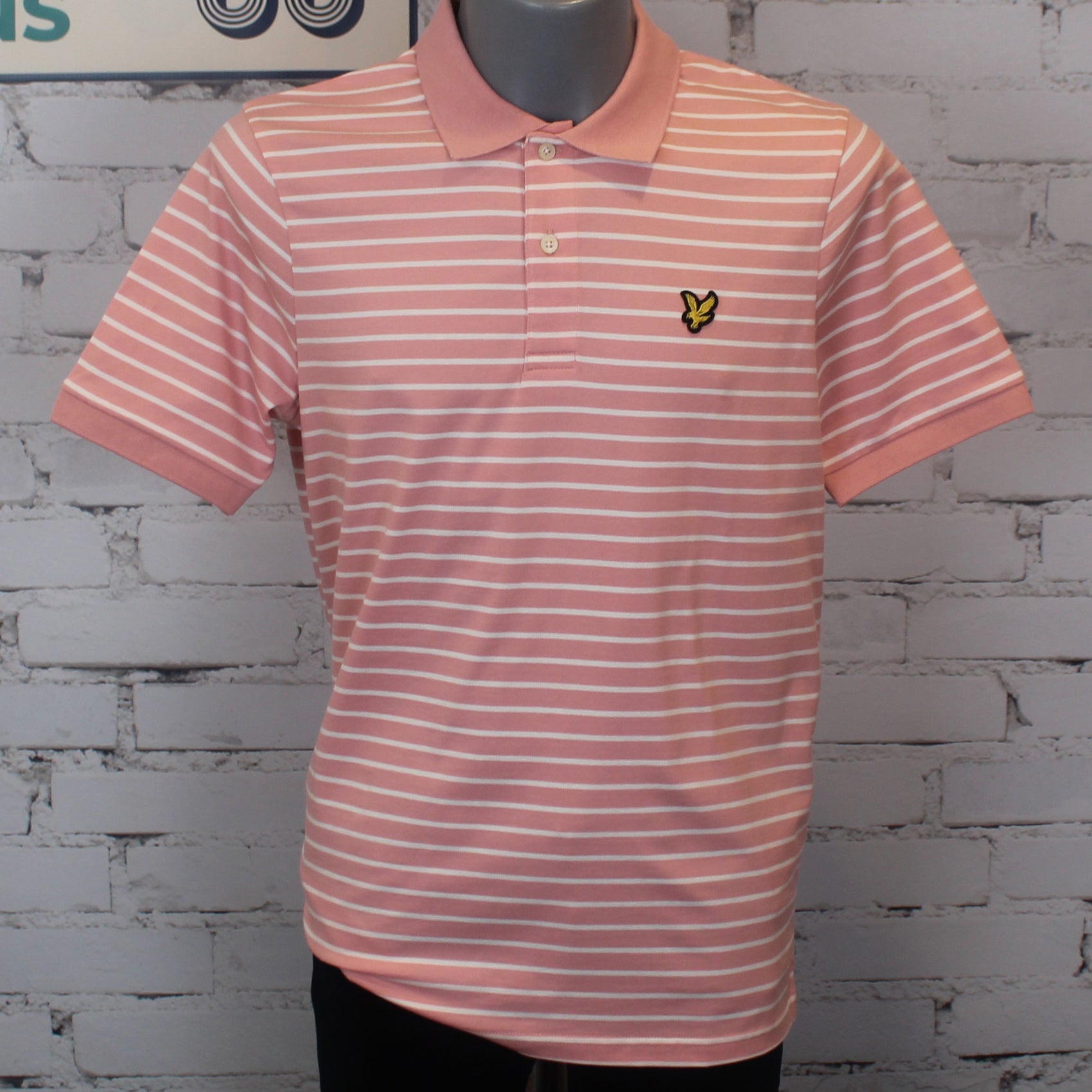 Lyle & Scott Pique Breton Polo Shirt - Pink Grapefruit/ White