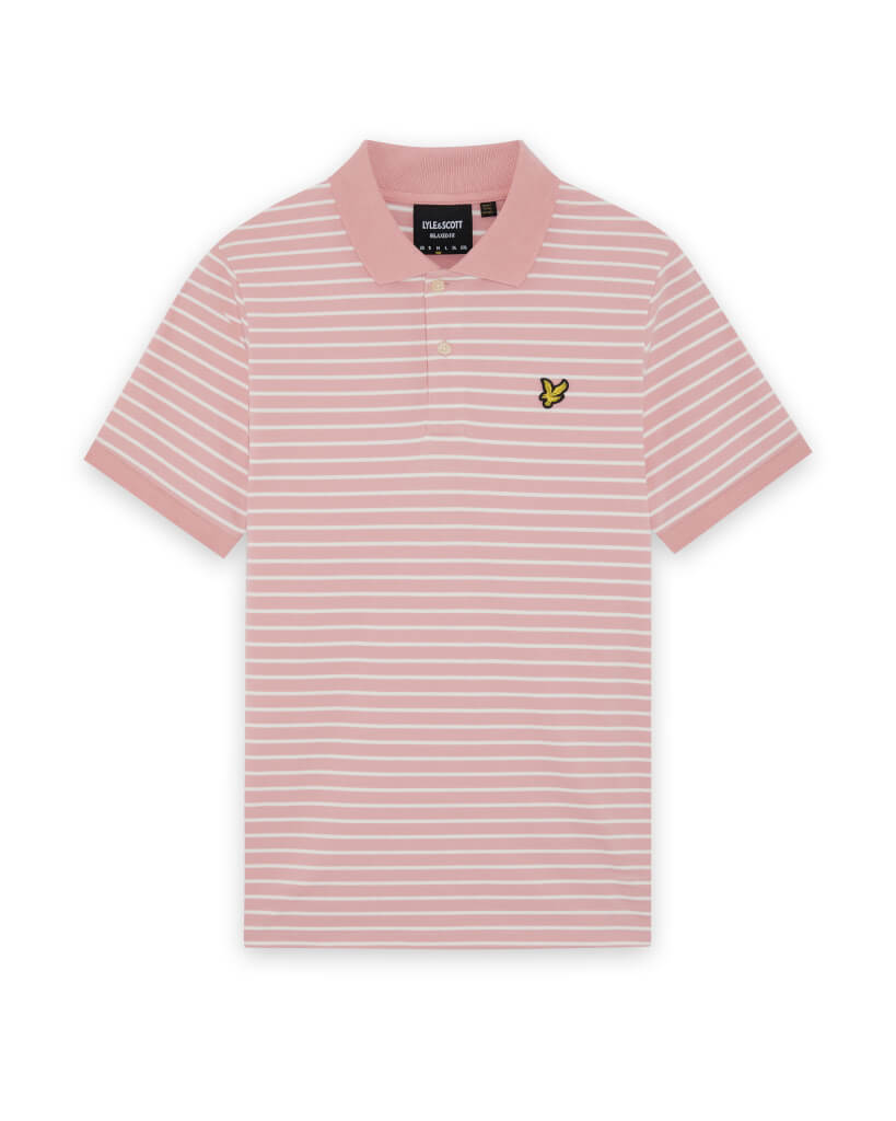 Lyle & Scott Pique Breton Polo Shirt - Pink Grapefruit/ White