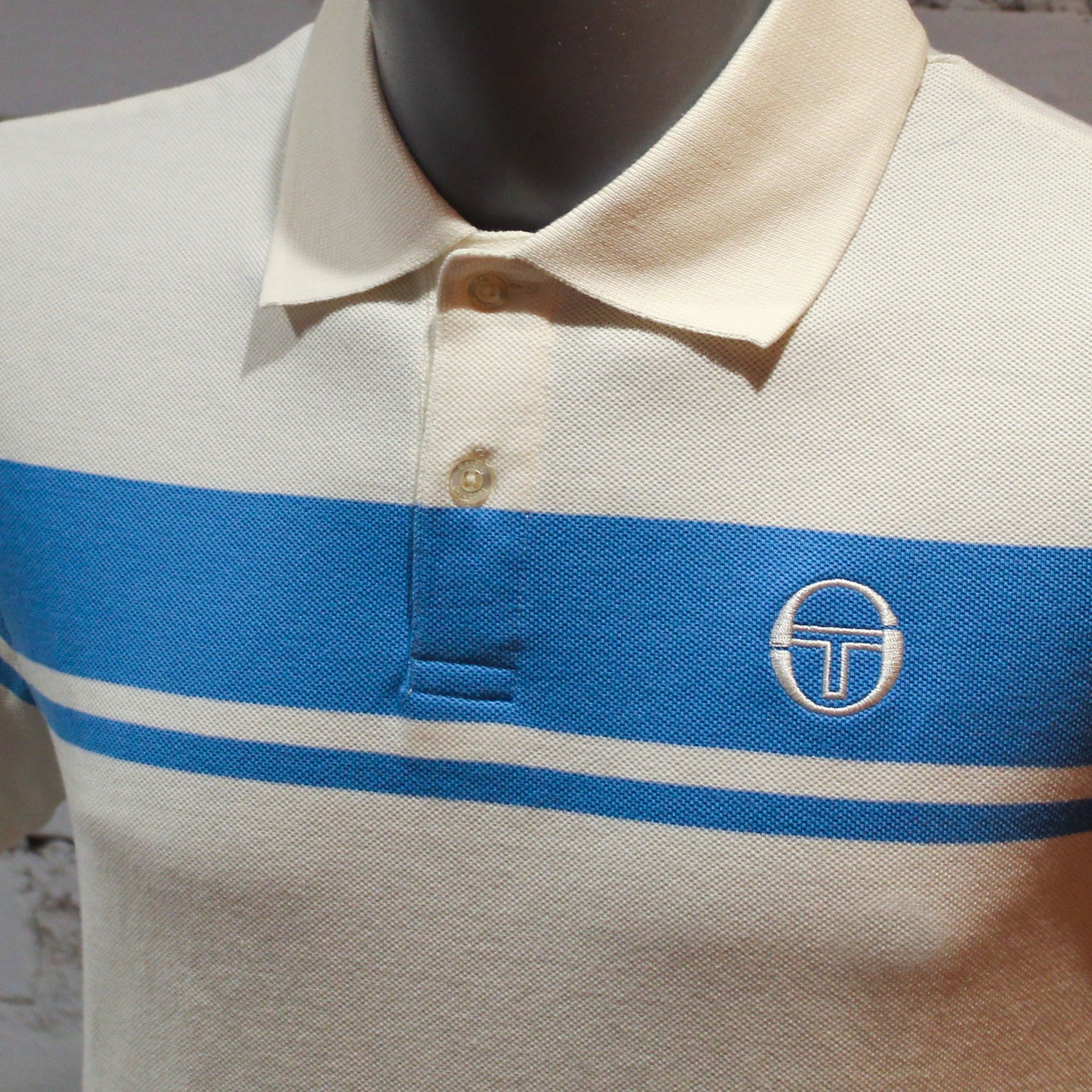 Sergio Tacchini Young Line Polo Shirt - Gardenia /Azure Blue
