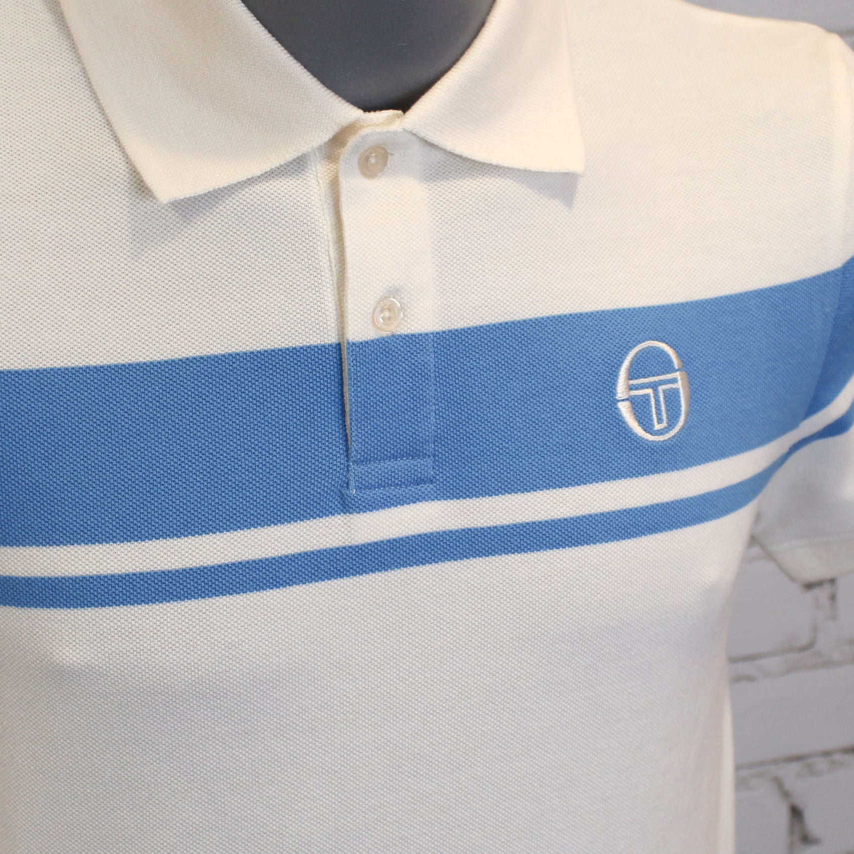 Sergio Tacchini Young Line Polo Shirt - Gardenia /Azure Blue