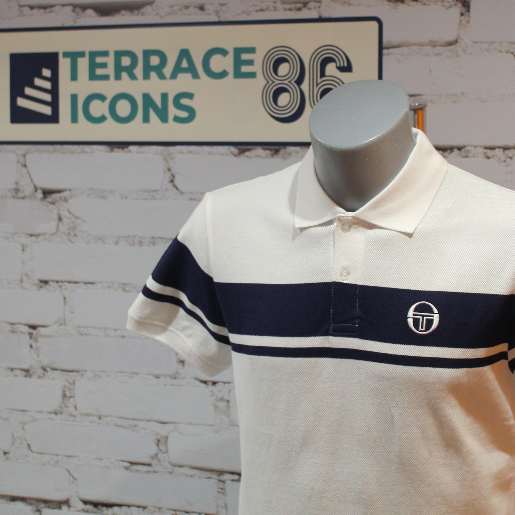 Sergio Tacchini Young Line Polo Shirt - White / Navy Blue