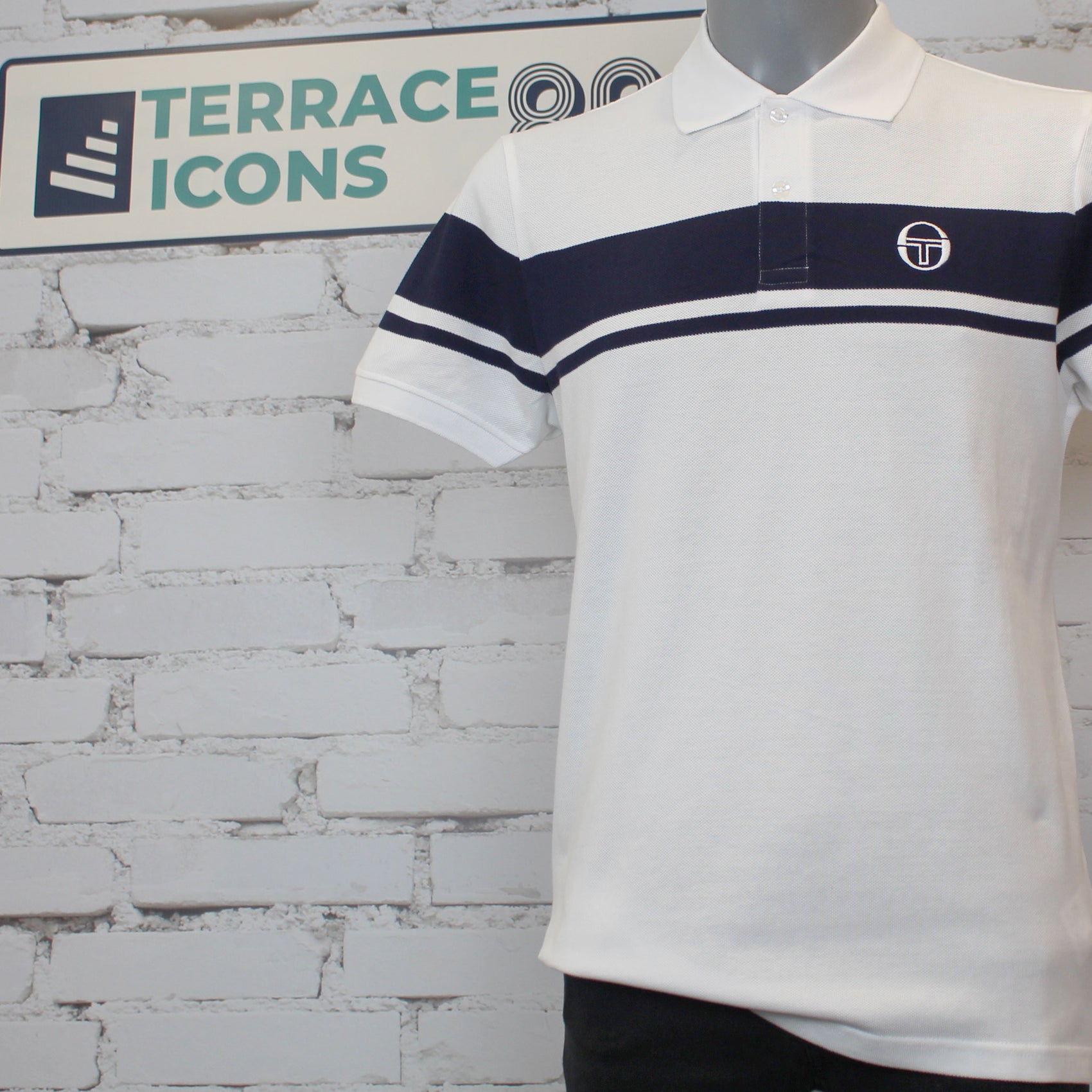 Sergio Tacchini Young Line Polo Shirt - White / Navy Blue