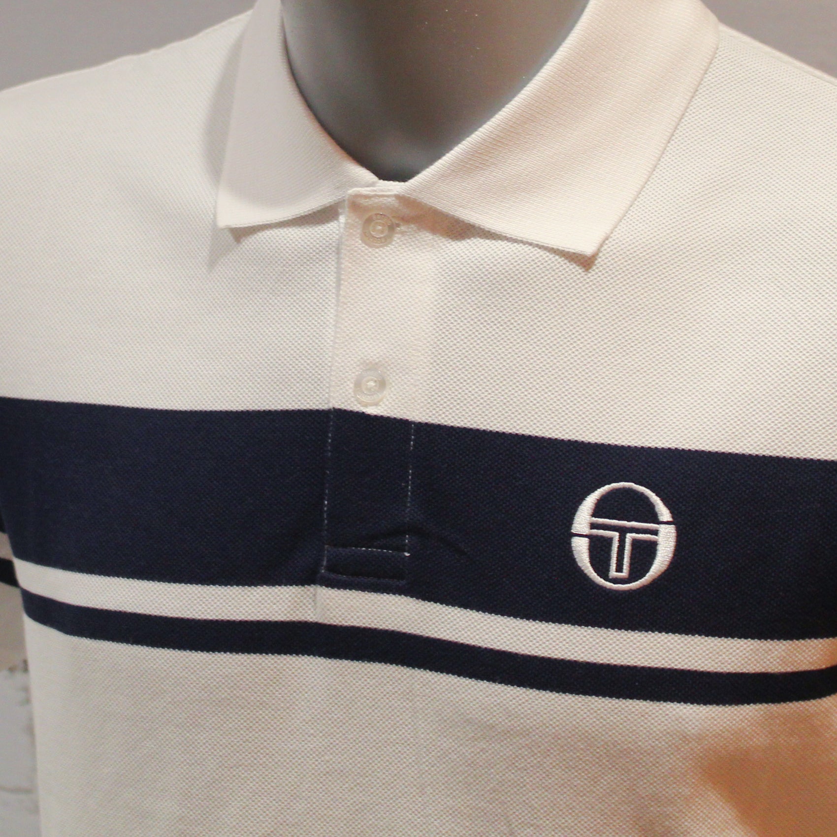 Sergio Tacchini Young Line Polo Shirt - White / Navy Blue