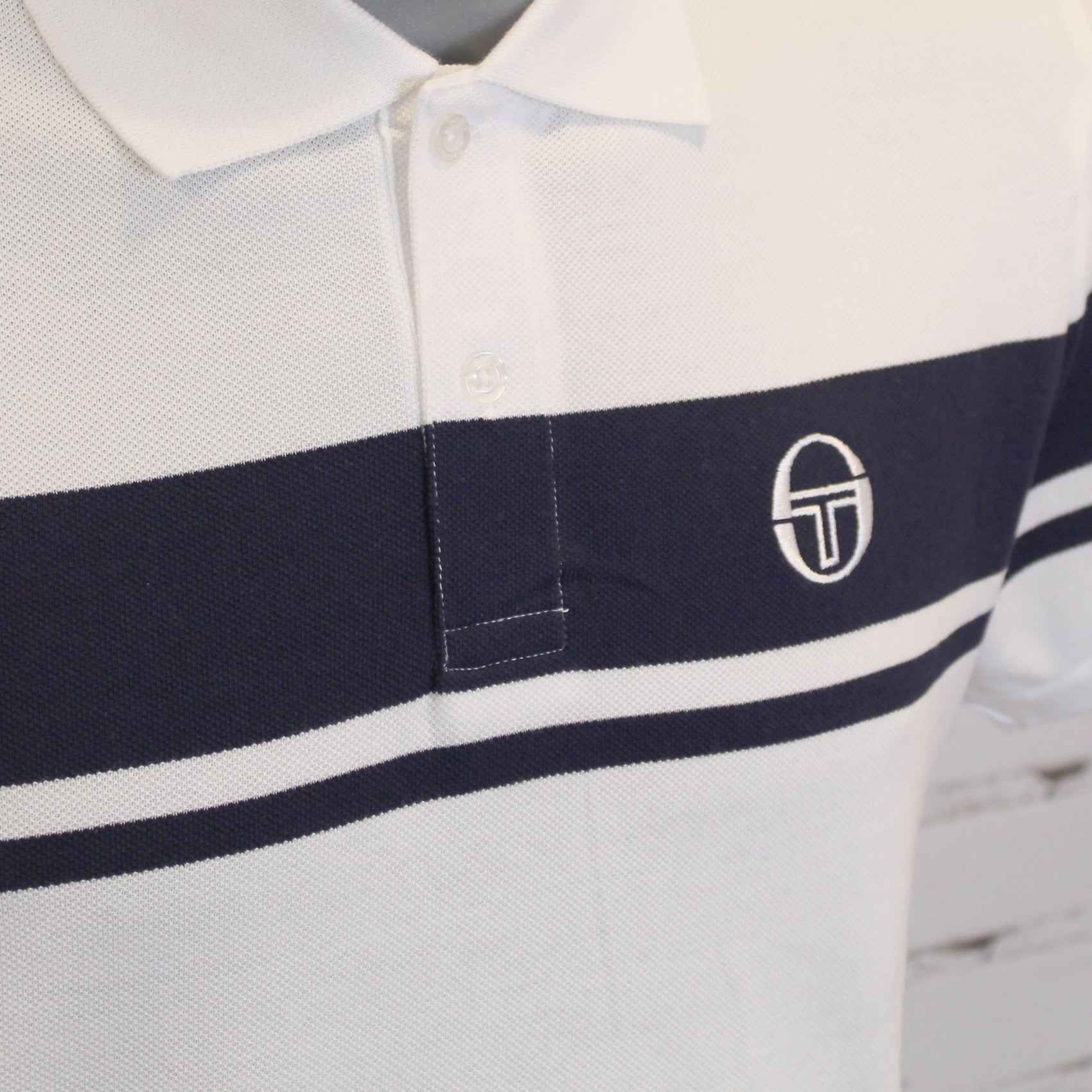 Sergio Tacchini Young Line Polo Shirt - White / Navy Blue