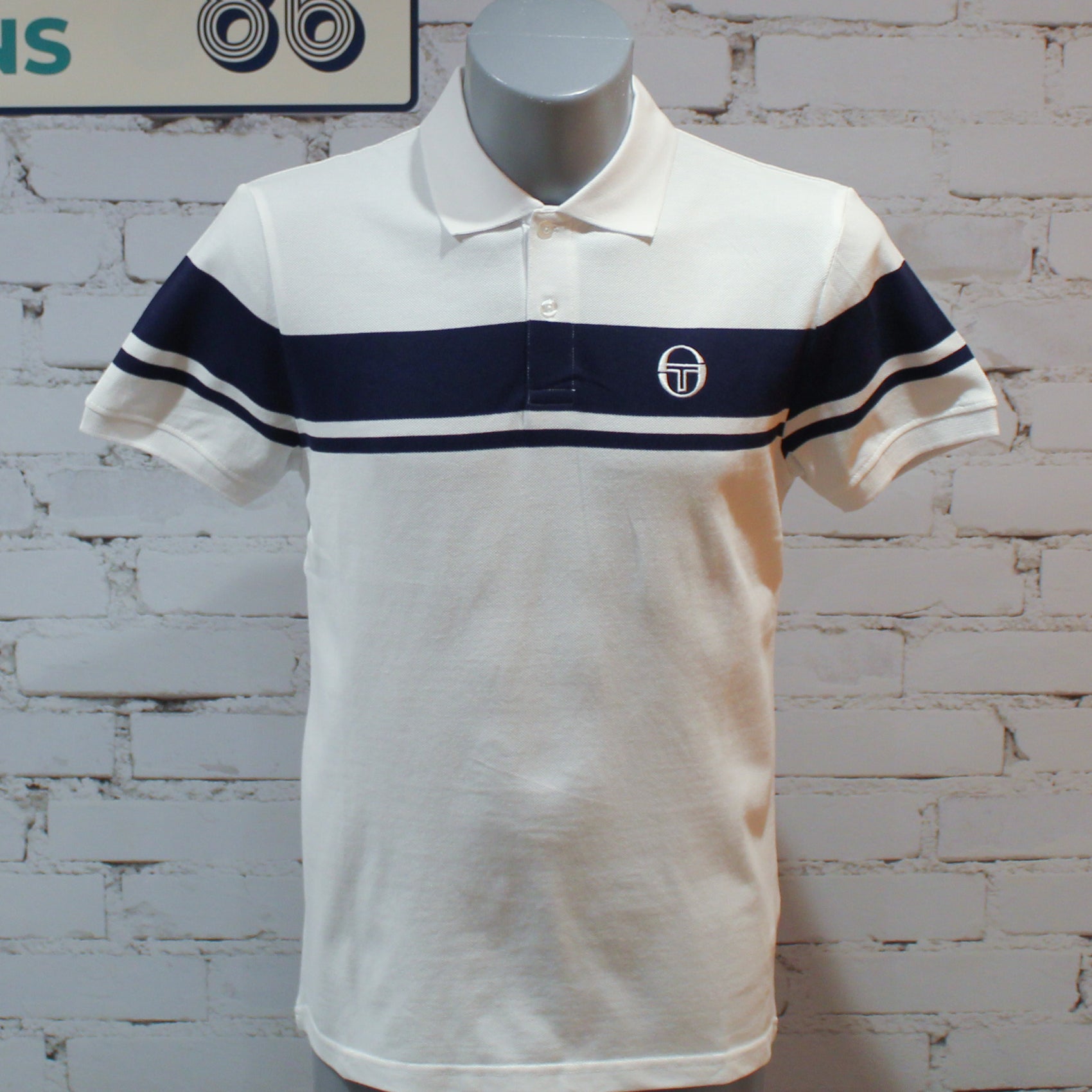 Sergio Tacchini Young Line Polo Shirt - White / Navy Blue