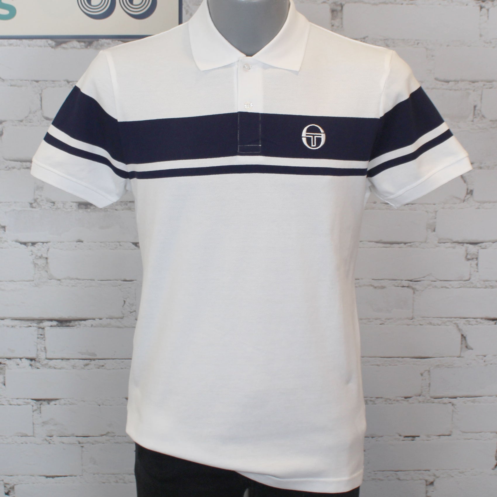 Sergio Tacchini Young Line Polo Shirt - White / Navy Blue